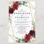 Burgundy Floral Gold Geometric Greenery Programma' (Voorkant)
