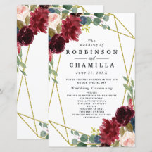 Burgundy Floral Gold Geometric Greenery Programma'