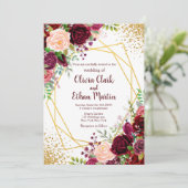 Burgundy Floral Gold Geometric Kaart (Staand voorkant)