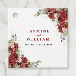 Burgundy Floral Gold Geometric Wedding Bedankjes Labels