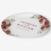 Burgundy Floral Gold Geometric Wedding Papieren Bordje (Gekanteld)