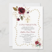 Burgundy Floral Gold Glitter Sparkles Bevestiging Kaart (Voorkant)