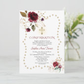 Burgundy Floral Gold Glitter Sparkles Bevestiging Kaart (Staand voorkant)