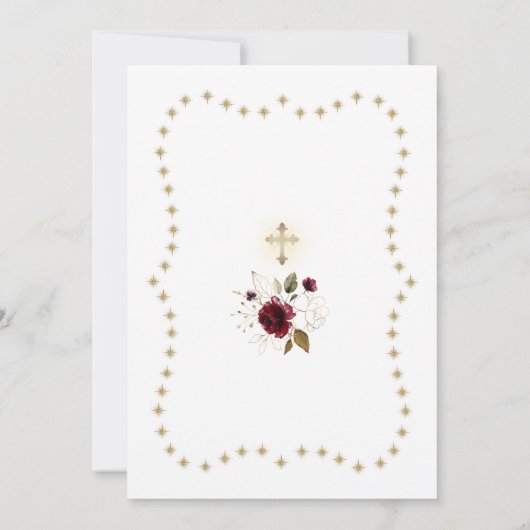 Burgundy Floral Gold Glitter Sparkles Bevestiging Kaart (Achterkant)