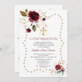 Burgundy Floral Gold Glitter Sparkles Bevestiging Kaart (Voorkant / Achterkant)