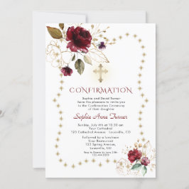 Burgundy Floral Gold Glitter Sparkles Bevestiging Kaart