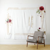 Burgundy Floral Gold Lijst Foto Booth Backdrop Wandkleed (In Situ (horizontaal))