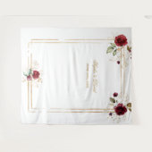 Burgundy Floral Gold Lijst Foto Booth Backdrop Wandkleed (Voorkant (horizontaal))