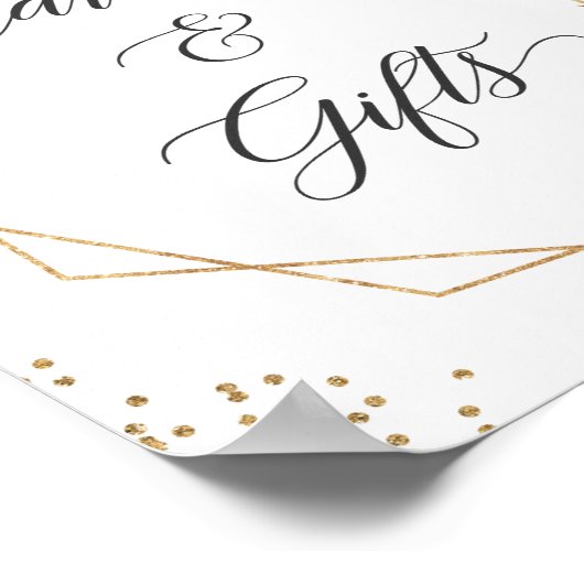 Burgundy Floral Gold Lijst Kaarten en cadeaubonen Poster (Hoek)