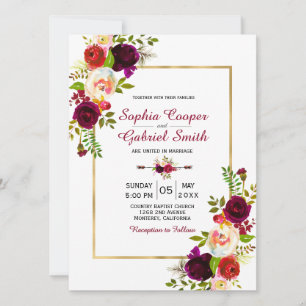 Burgundy Floral Gold Lijst Weddenschap