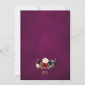 Burgundy Floral Gold Marsala Roze Rustic Wedding I Kaart (Achterkant)