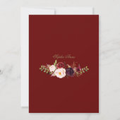Burgundy Floral Gold Mis Quince Script Quinceañera Kaart (Achterkant)
