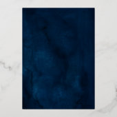 Burgundy Floral Gold Navy Blue Rustic Wedding Folie Uitnodiging (Achterkant)