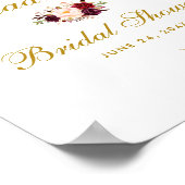 Burgundy Floral Gold Vrijgezellenfeest Welkom Poster (Hoek)