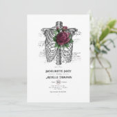 Burgundy Floral Gothic Bachelorette Party Kaart (Staand voorkant)