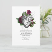 Burgundy Floral Gothic Bachelorette Weekend Kaart (Staand voorkant)