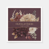 Burgundy Floral Gothic Personalized Wedding Napkin Servet (Voorkant)