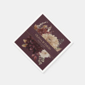 Burgundy Floral Gothic Personalized Wedding Napkin Servet (Hoek)