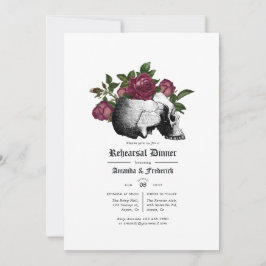 Burgundy Floral Gothic Rehearsal Dinner Invitation Kaart