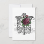 Burgundy Floral Gothic Skeleton Wedding RSVP Kaartje (Achterkant)