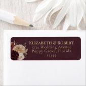 Burgundy Floral Gothic Wedding Address Label (Insitu)
