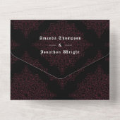 Burgundy Floral Gothic Wedding All In One Uitnodiging (Achterkant)