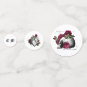 Burgundy Floral Gothic Wedding Confetti (Achterkanten)