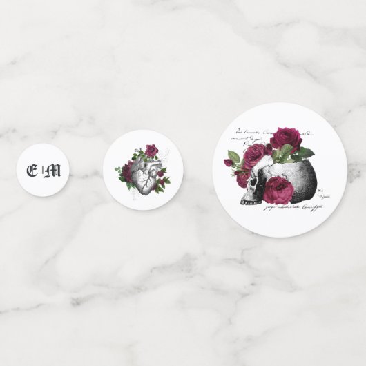 Burgundy Floral Gothic Wedding Confetti (Achterkanten)