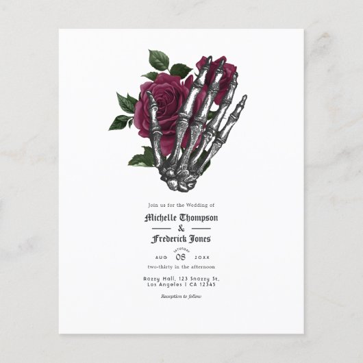 Burgundy Floral Gothic Wedding Invitation Flyer (Voorkant)