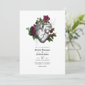 Burgundy Floral Gothic Wedding Invitation Kaart (Staand voorkant)