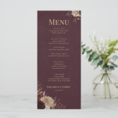 Burgundy Floral Gothic Wedding Menu (Staand voorkant)