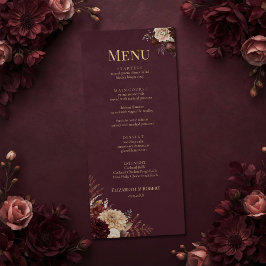 Burgundy Floral Gothic Wedding Menu