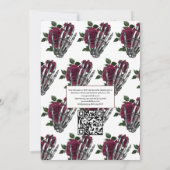 Burgundy Floral Gothic Wedding QR Code Uitnodiging (Achterkant)