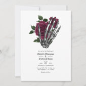 Burgundy Floral Gothic Wedding QR Code Uitnodiging (Voorkant)