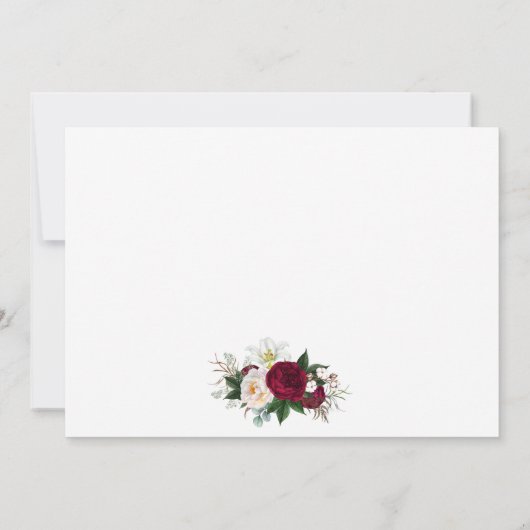 Burgundy Floral Greenery Calligraphy Save the Date (Achterkant)