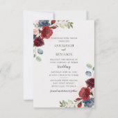 Burgundy Floral Greenery Foliage Blush Wedding Kaart (Voorkant)