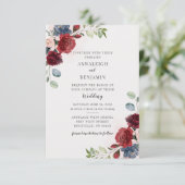Burgundy Floral Greenery Foliage Blush Wedding Kaart (Staand voorkant)