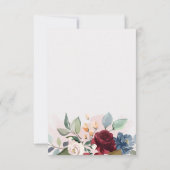 Burgundy Floral Greenery Foliage Blush Wedding Kaart (Achterkant)