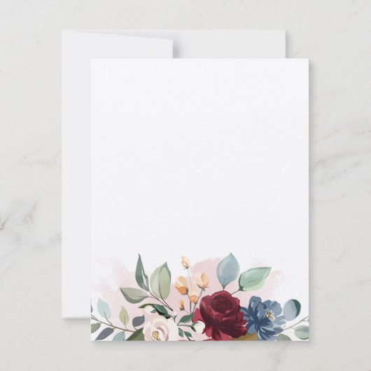 Burgundy Floral Greenery Save the Date (Achterkant)