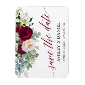 Burgundy Floral Greenery Save the Date Magneet (Verticaal)