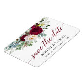 Burgundy Floral Greenery Save the Date Magneet (Linkerzijde)