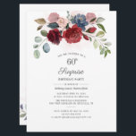 Burgundy Floral Greenery Surprise 60th Birthday Kaart<br><div class="desc">Burgundy Floral Greenery Surprise 60th Birthday Invitation with modern bloom and succulent leaves with dusty blue bloemen. Pas deze mooie moderne trendy verrassing van 60e verjaardag van de feestdag eenvoudig aan voor andere verjaardagen zoals de 50e,  40e of enige leeftijd door op de knop 'Personalize' te klikken</div>