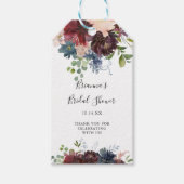 Burgundy Floral Greenery Vrijgezellenfeest Cadeaulabel (Voorkant)