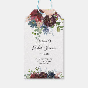 Burgundy Floral Greenery Vrijgezellenfeest Cadeaulabel