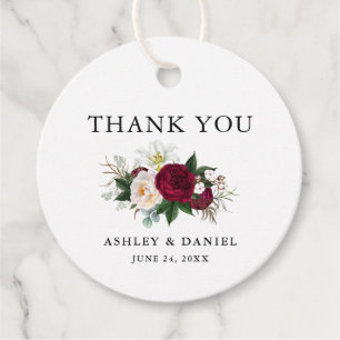 Burgundy Floral Greenery Wedding Bedankjes Labels