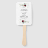 Burgundy Floral Greenery Wedding Programme Hand Fa Handwaaier (Voorkant)