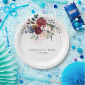 Burgundy Floral Greenery Wedding Reception Papieren Bordje (Feest)