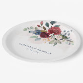 Burgundy Floral Greenery Wedding Reception Papieren Bordje (Gekanteld)