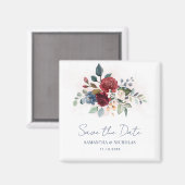 Burgundy Floral Greenery Wedding Save the Date Magneet (Voorkant / Achterkant)