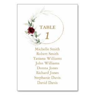 Burgundy Floral Greenery Wedding Seating Chart Kaart